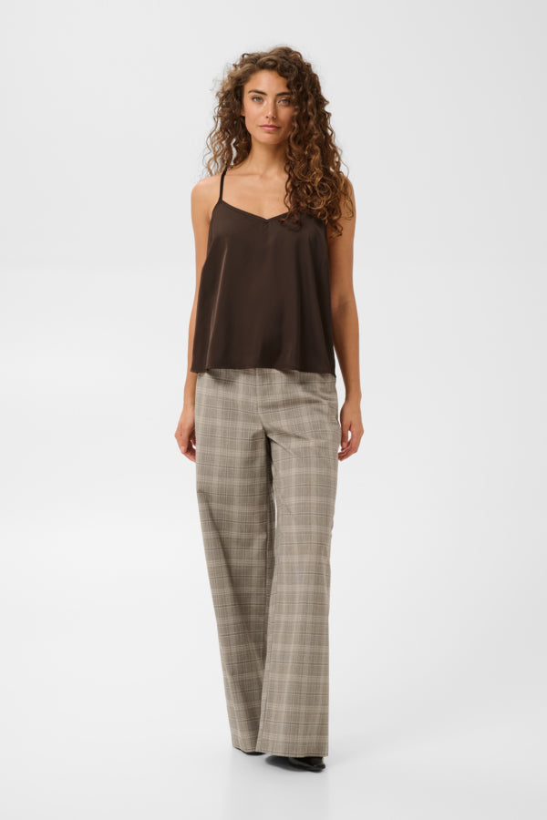 camisole satinée brun chocolat