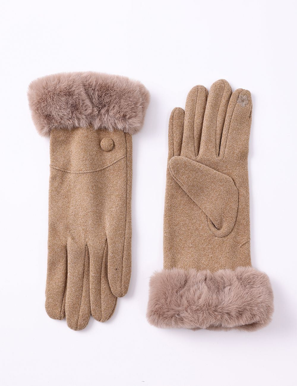 gants suède simili fourrure au poignet