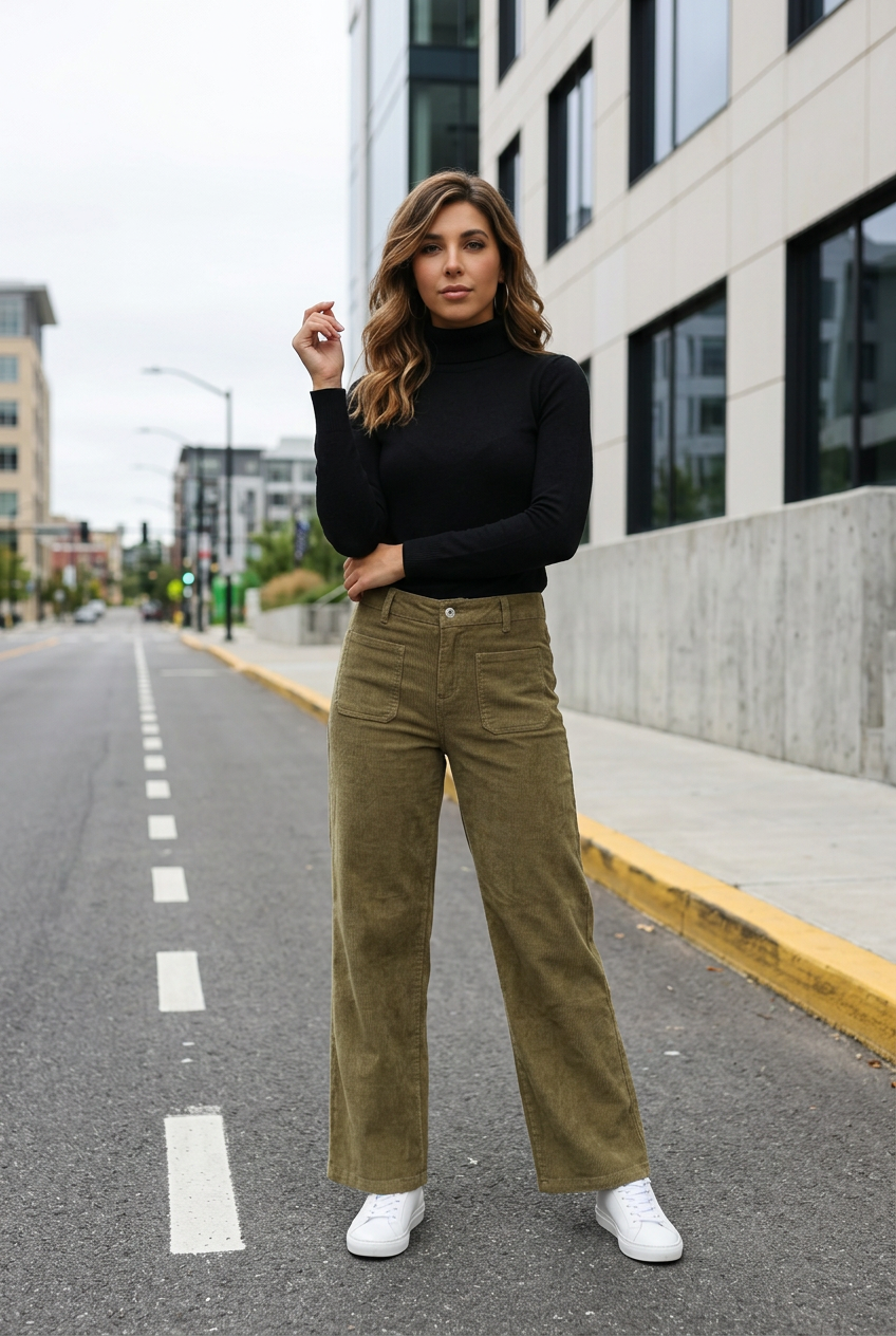 pantalon corduroy beige foncé