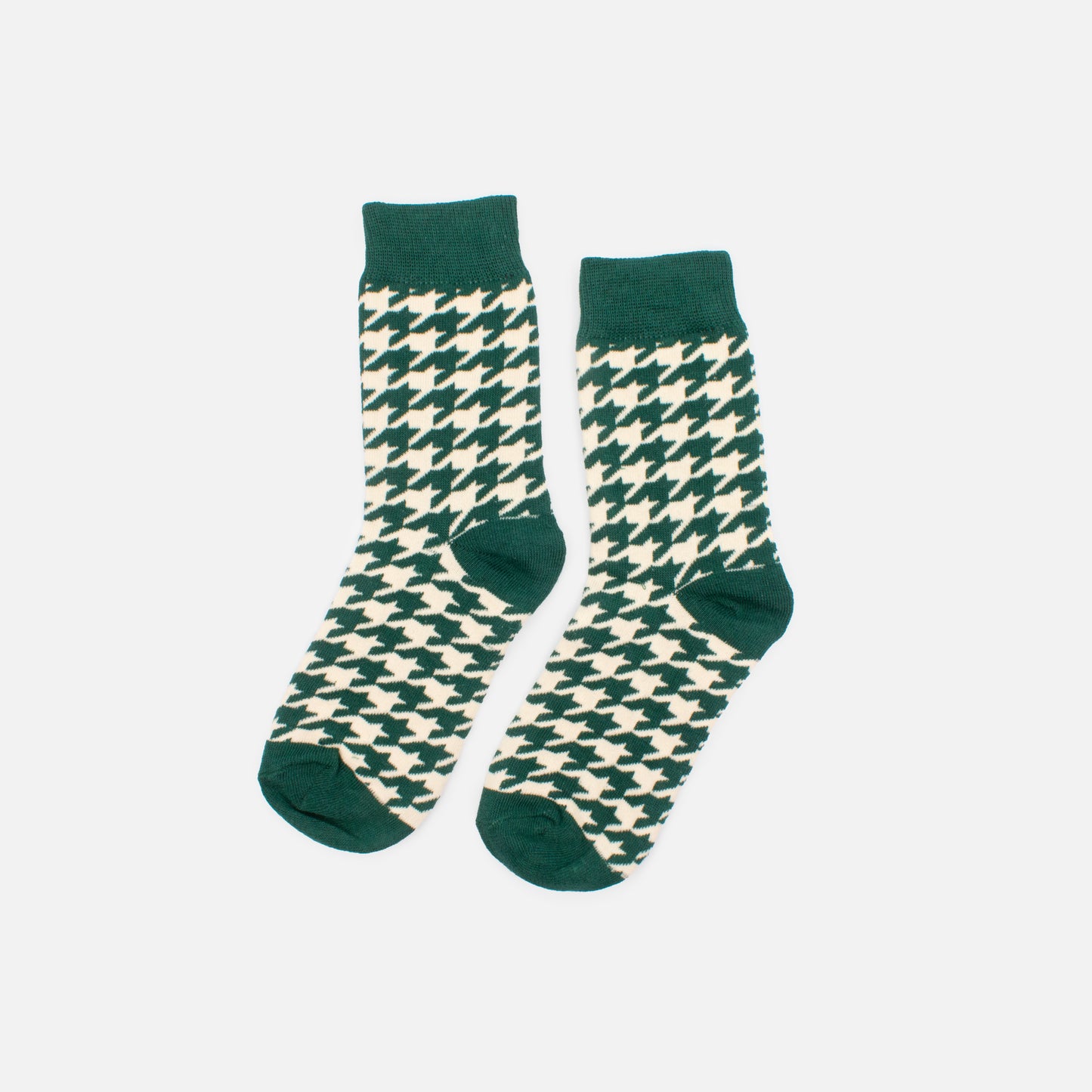 bas vert foncé à motif pied-de-poule
