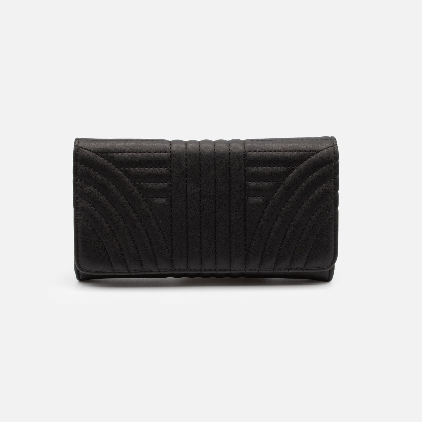 portefeuille noir matelassé à motifs linéraires
