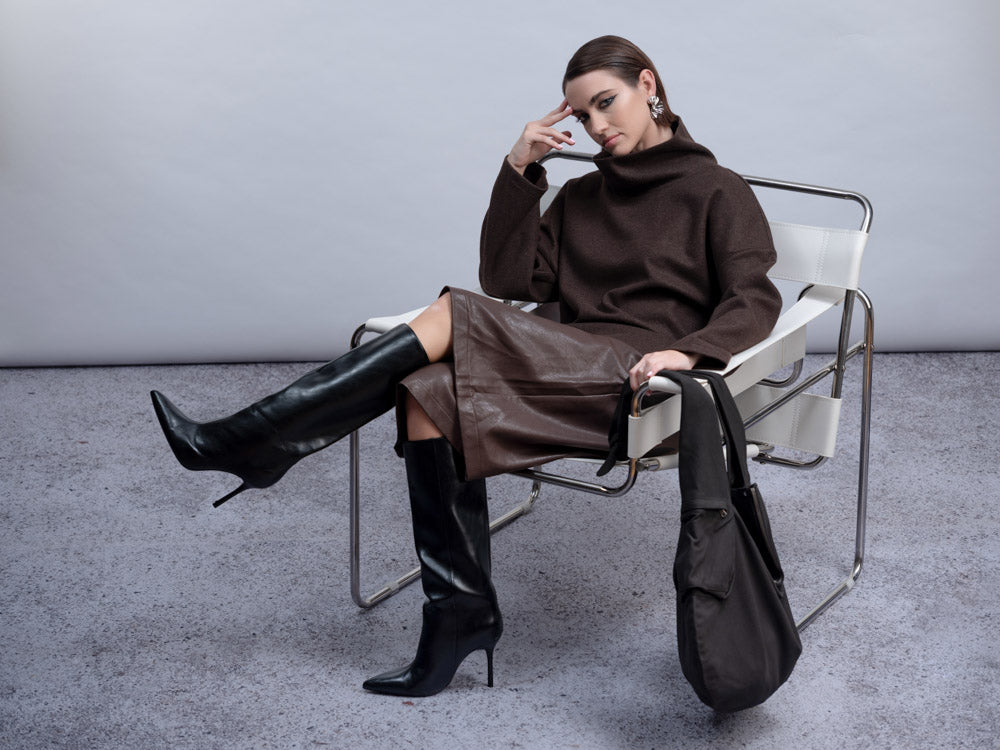 bermudas en simili cuir brun chocolat