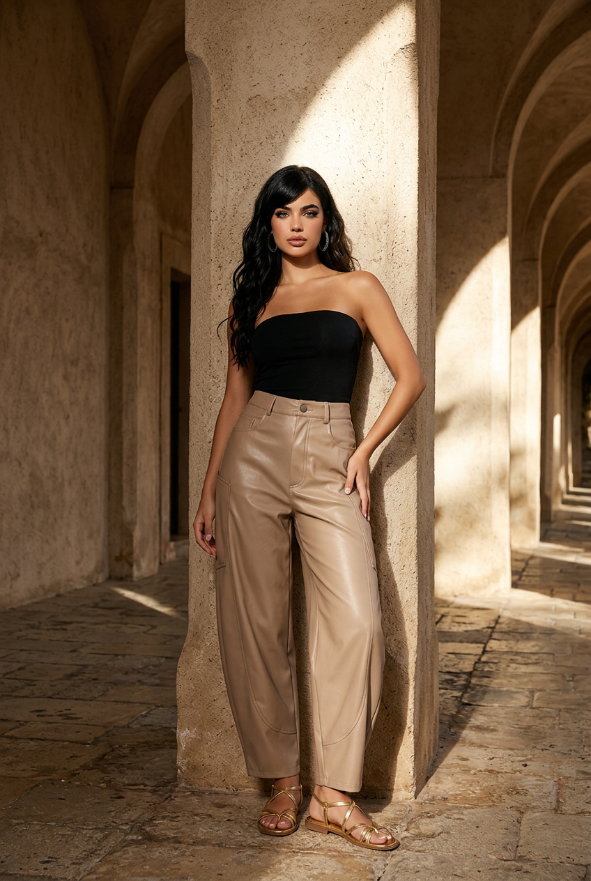 pantalon en cuir vegan