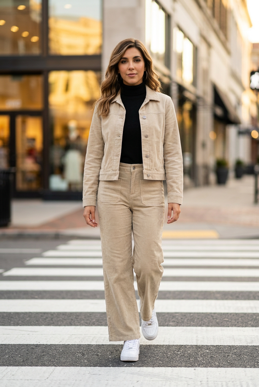 pantalon corduroy beige pâle