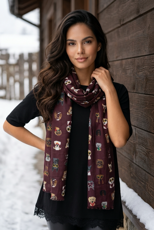 Foulard bourgogne avec chiens