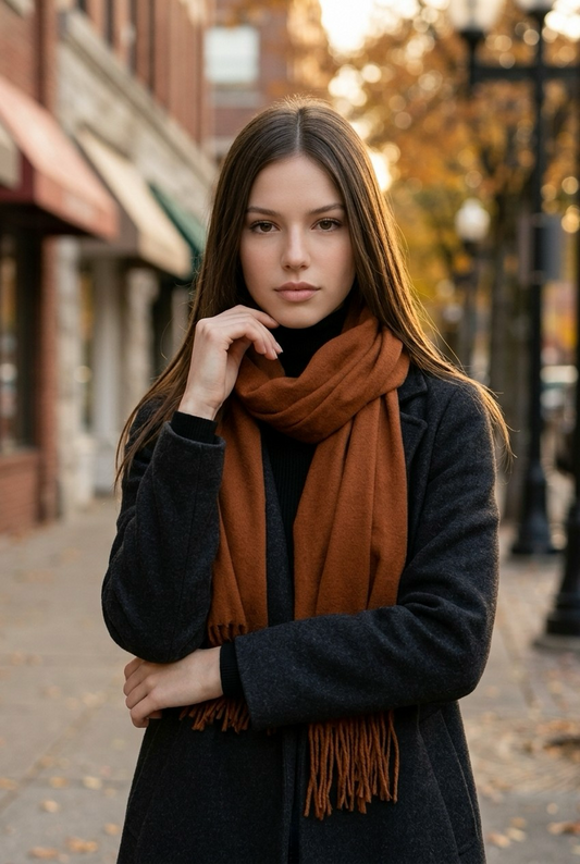 Foulard brun à franges