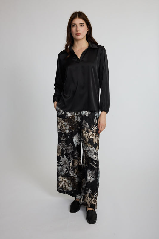 blouse en satin noir