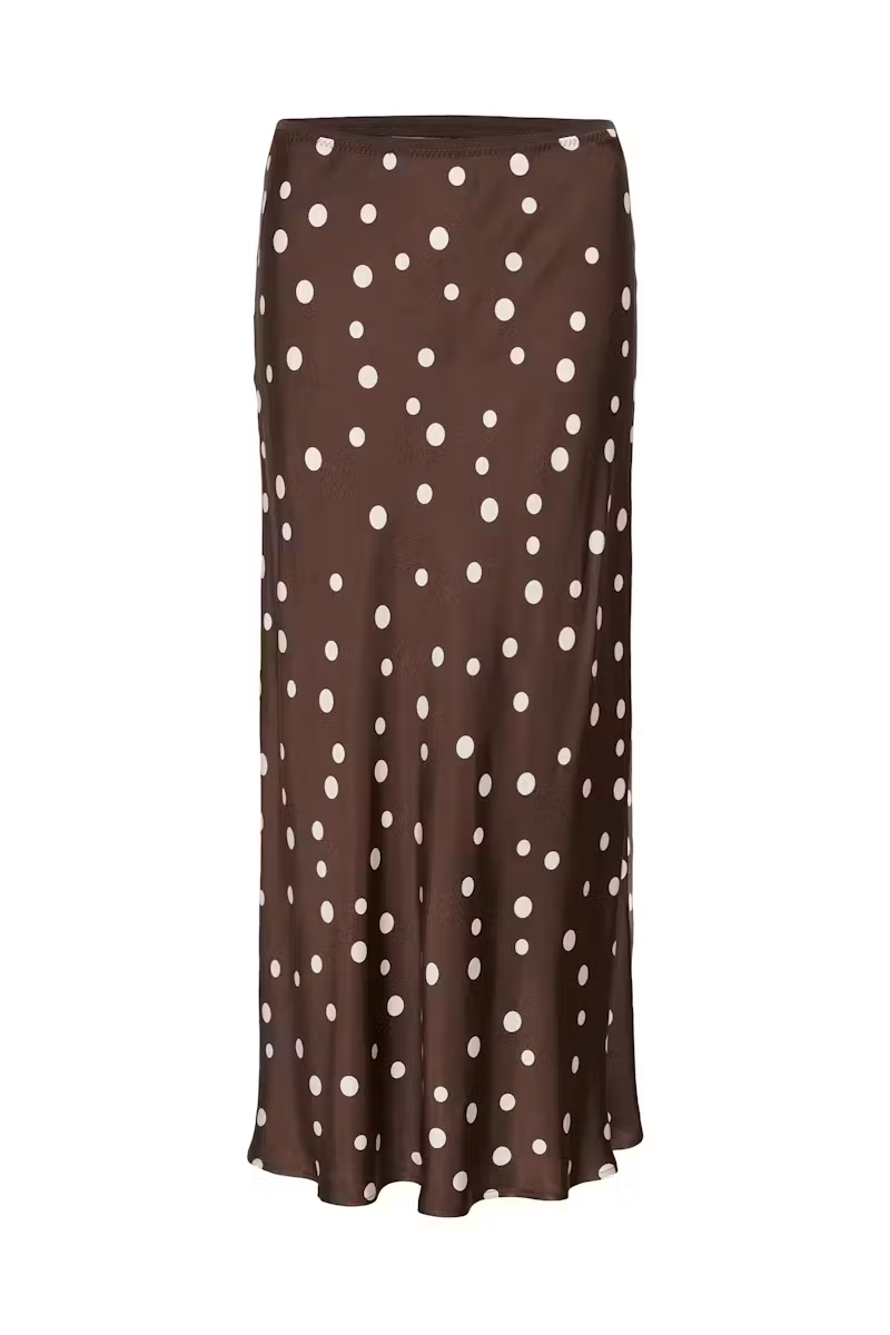 jupe brune à pois crème